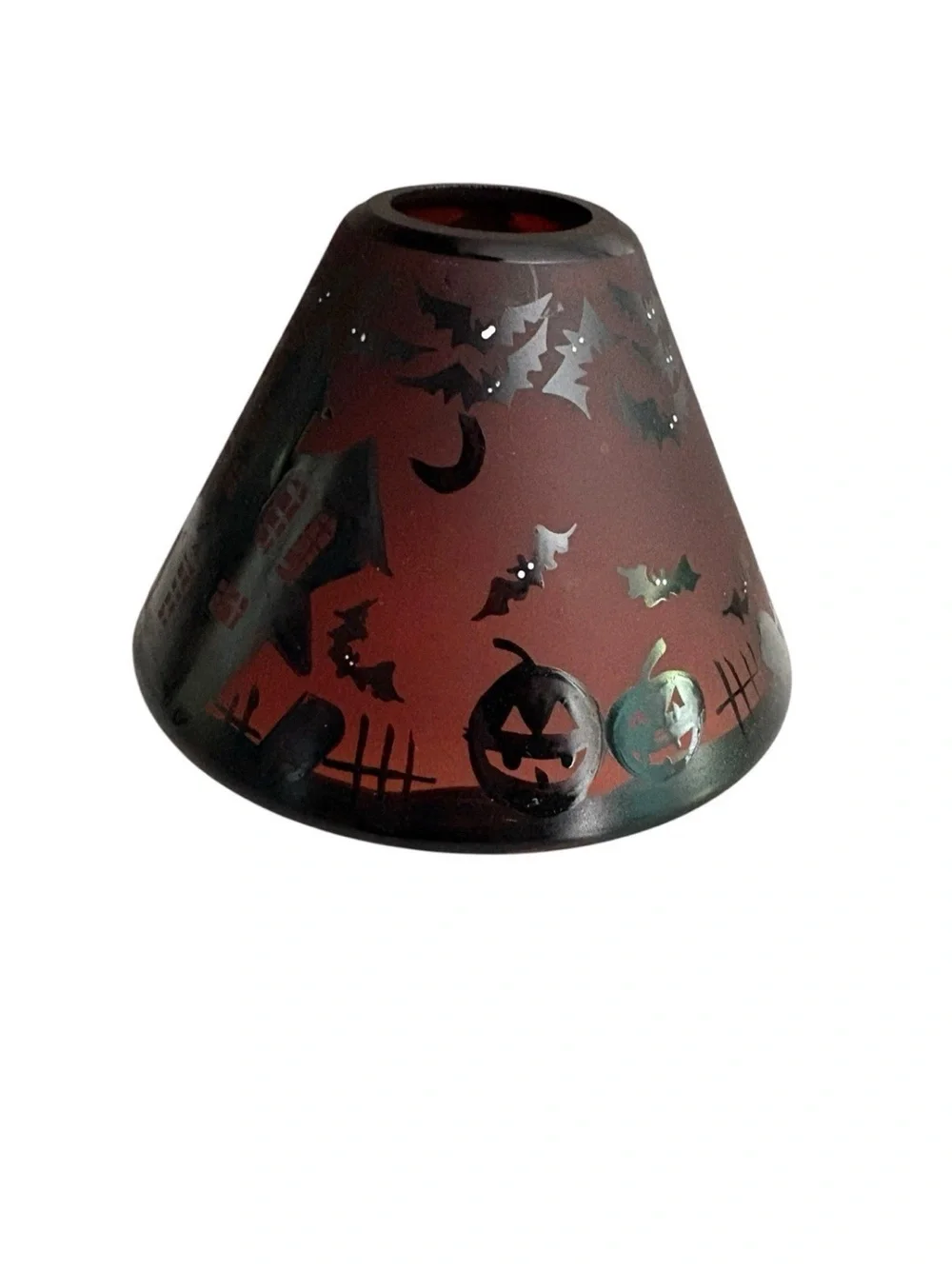 Yankee Candle HALLOWEEN SHADE Haunted House Pumpkin Bats RETIRED Orange Black